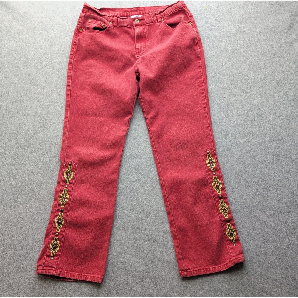 DG2‎ Diane Gilman Women's Jeans Red Southwest Jeweled Legs Red 8P